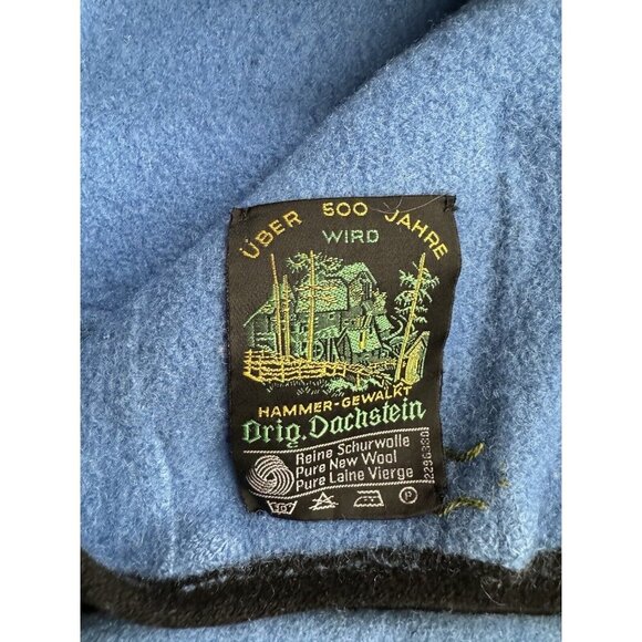 Vintage HAMMER-GEWALKT Orig. Dachstein Blue Cardigan Heavy Wool Sweater - Picture 14 of 16